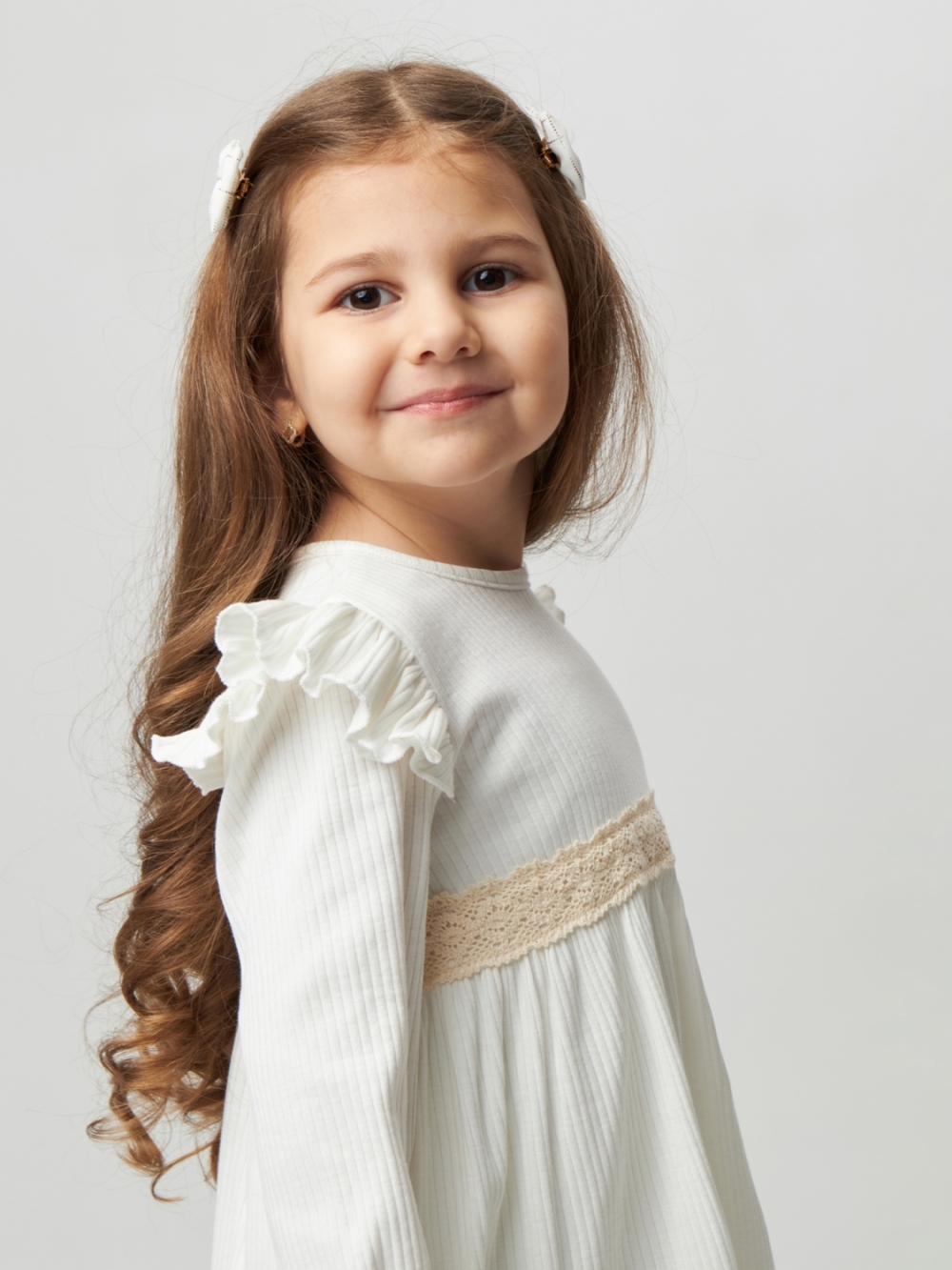 332. Платье детское из лапши, хлопок 100%, молочное, р. 98,104,110,116