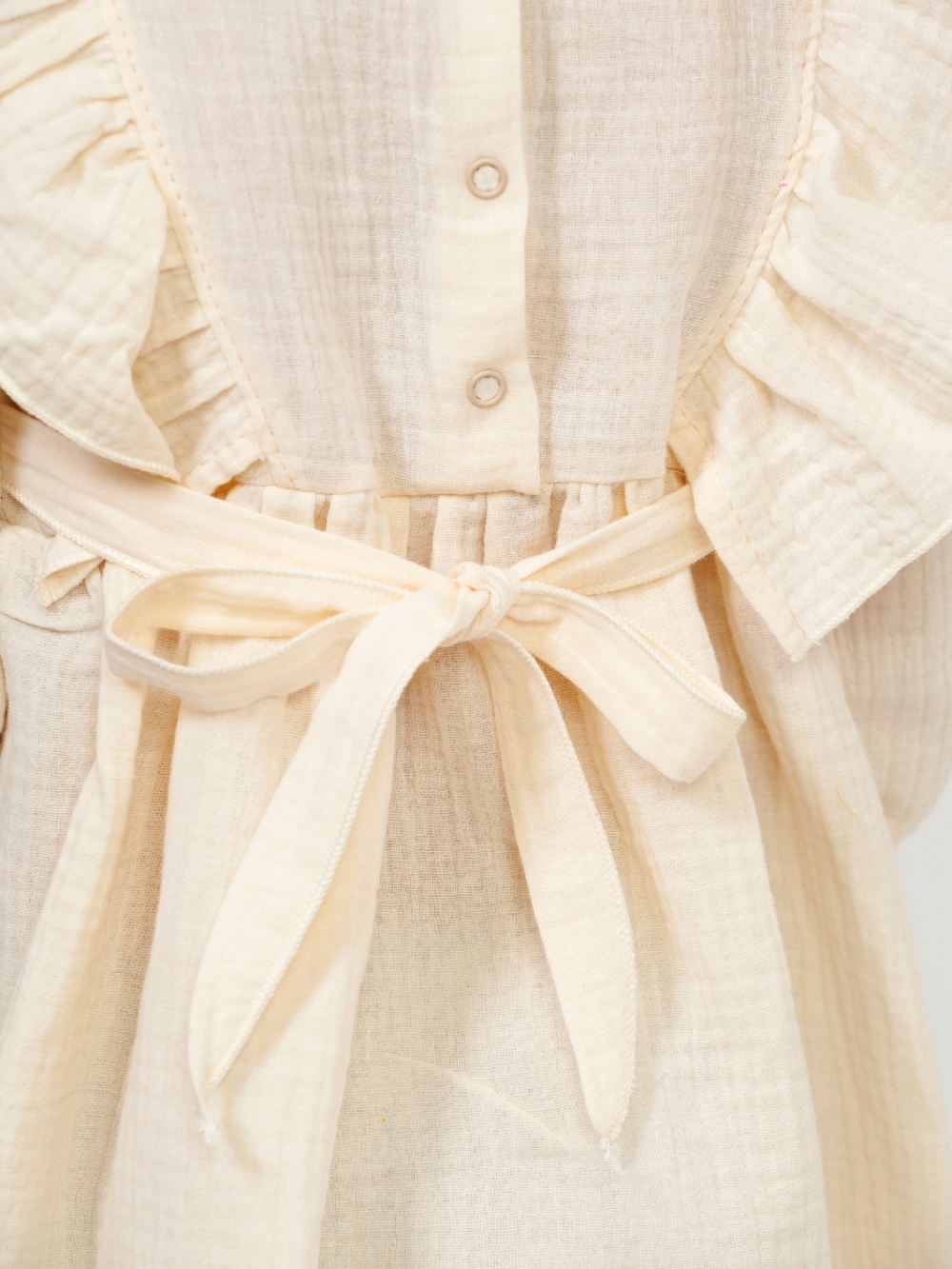 321-СЛ. Платье из муслина детское, хлопок 100% сливочный, р. 98,104,110,116