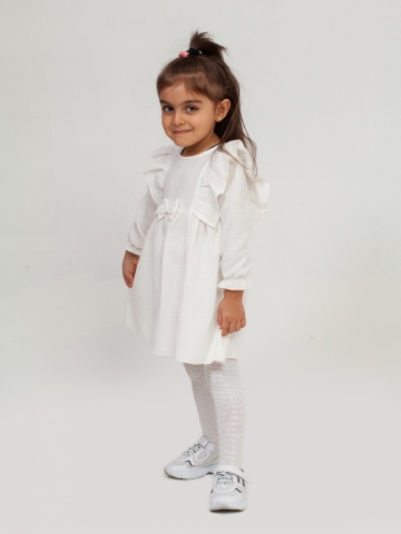 321-МО. Платье из муслина детское, хлопок 100% молочный, р. 74,80,86,92